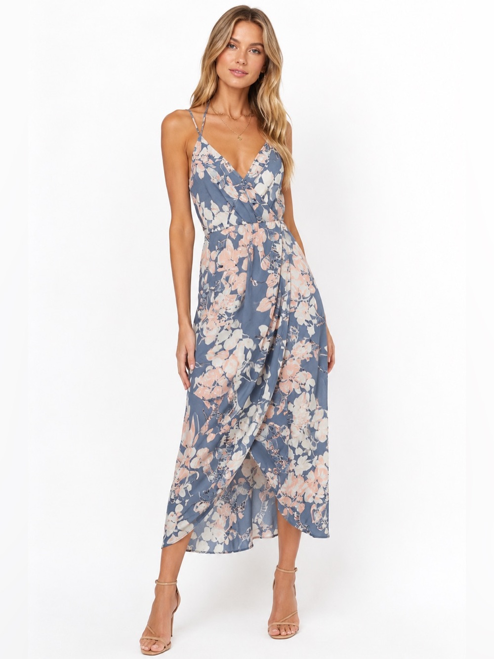 ASTR the Label Floral Wrap Midi Dress XS Romantic Boho